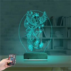 Anka Kuşu 3D Lamba - Masa Gece Lambası Anka Kuşu 3D Lamba - Masa Gece Lambası