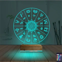 Astroloji Burç Lotus 3D Lamba - Masa Gece Lambası Astroloji Burç Lotus 3D Lamba - Masa Gece Lambası