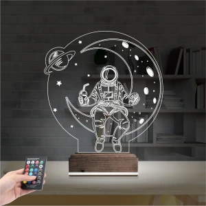 Astronot Ay Gezegen 3D Lamba - Masa Gece Lambası Astronot Ay Gezegen 3D Lamba - Masa Gece Lambası