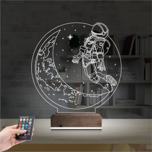 Astronot Ay 3D Lamba - Masa Gece Lambası Astronot Ay 3D Lamba - Masa Gece Lambası