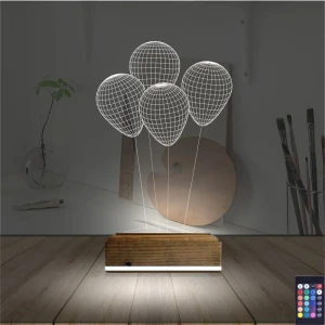 Balon Kutlama Doğum Günü 3D Lamba - Masa Gece Lambası Balon Kutlama Doğum Günü 3D Lamba - Masa Gece Lambası