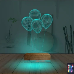 Balon Kutlama Doğum Günü 3D Lamba - Masa Gece Lambası Balon Kutlama Doğum Günü 3D Lamba - Masa Gece Lambası