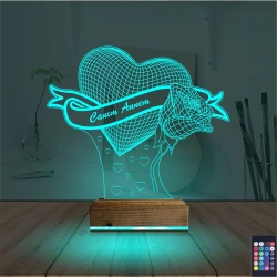 Kalp Gül Canım Annem Anneler Günü 3D Lamba - Masa Gece Lambası Kalp Gül Canım Annem Anneler Günü 3D Lamba - Masa Gece Lambası