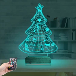 Yılbaşı Ağacı Mutlu Yıllar 3D Lamba - Masa Gece Lambası Yılbaşı Ağacı Mutlu Yıllar 3D Lamba - Masa Gece Lambası