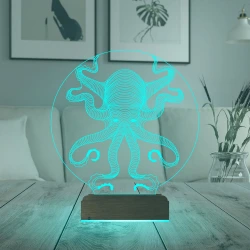 Ahtapot Şekilli 3D Lamba - Masa Gece Lambası Ahtapot Şekilli 3D Lamba - Masa Gece Lambası