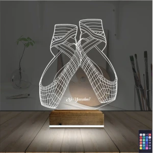 Balerin Bale Ayakkabısı Kişiye Özel 3D Lamba - Masa Gece Lambası Balerin Bale Ayakkabısı Kişiye Özel 3D Lamba - Masa Gece Lambası