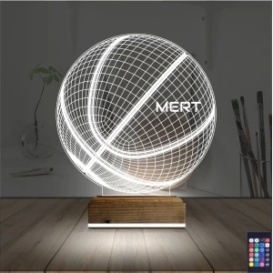 Basketbol Topu Kişiye Özel 3D Lamba - Masa Gece Lambası Basketbol Topu Kişiye Özel 3D Lamba - Masa Gece Lambası