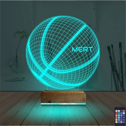 Basketbol Topu Kişiye Özel 3D Lamba - Masa Gece Lambası Basketbol Topu Kişiye Özel 3D Lamba - Masa Gece Lambası