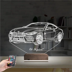 Araba Bmw M8 Kişiye Özel 3D Lamba - Masa Gece Lambası