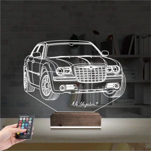 Araba Crysler C300 Kişiye Özel 3D Lamba - Masa Gece Lambası