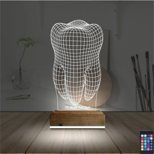 Diş Hekimi Hediye Kişiye Özel 3D Lamba - Masa Gece Lambası Diş Hekimi Hediye Kişiye Özel 3D Lamba - Masa Gece Lambası