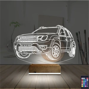 Araba Jeep Duster Kişiye Özel 3D Lamba - Masa Gece Lambası