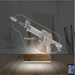 Asker Polis Tüfek Kişiye Özel 3D Lamba - Masa Gece Lambası Asker Polis Tüfek Kişiye Özel 3D Lamba - Masa Gece Lambası