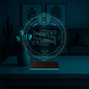 Astroloji Balık Burcu Kişiye Özel 3D Lamba - Masa Gece Lambası Astroloji Balık Burcu Kişiye Özel 3D Lamba - Masa Gece Lambası