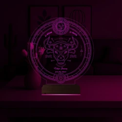 Astroloji Boğa Burcu Kişiye Özel 3D Lamba - Masa Gece Lambası Astroloji Boğa Burcu Kişiye Özel 3D Lamba - Masa Gece Lambası