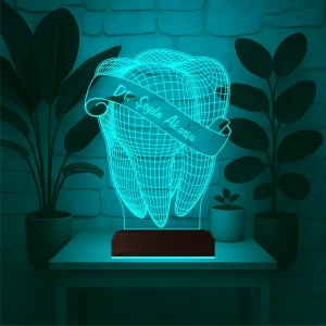 Diş Hekimi Diş Doktoru Hediye Kişiye Özel 3D Lamba - Masa Gece Lambası Diş Hekimi Diş Doktoru Hediye Kişiye Özel 3D Lamba - Masa Gece Lambası