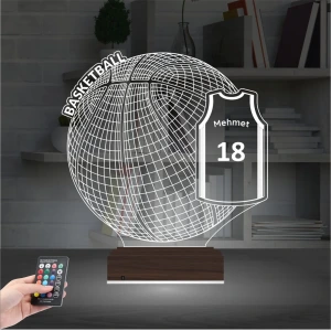 Basketbol Topu Forma Kişiye Özel 3D Lamba - Masa Gece Lambası Basketbol Topu Forma Kişiye Özel 3D Lamba - Masa Gece Lambası