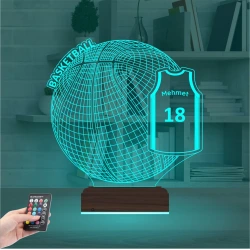Basketbol Topu Forma Kişiye Özel 3D Lamba - Masa Gece Lambası Basketbol Topu Forma Kişiye Özel 3D Lamba - Masa Gece Lambası