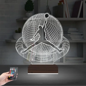Baketbol Topu Basketçi Hediye Jordan Kişiye Özel 3D Lamba - Masa Gece Lambası Baketbol Topu Basketçi Hediye Jordan Kişiye Özel 3D Lamba - Masa Gece Lambası