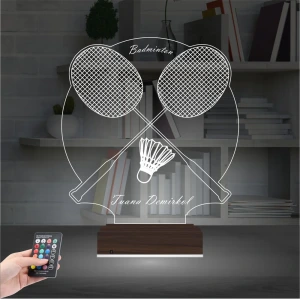 Badminton Bedminton Kişiye Özel 3D Lamba - Masa Gece Lambası Badminton Bedminton Kişiye Özel 3D Lamba - Masa Gece Lambası