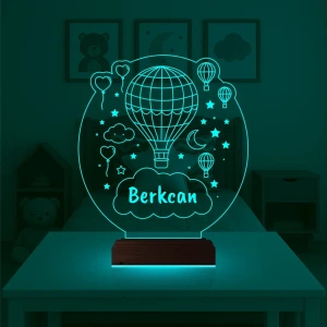 Çocuk Odası Hediye Balon Kalp Kişiye Özel 3D Lamba - Masa Gece Lambası