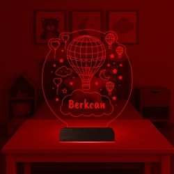 Çocuk Odası Hediye Balon Kalp Kişiye Özel 3D Lamba - Masa Gece Lambası