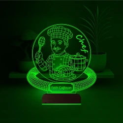 Chef Şef Aşçı Erkek Kişiye Özel 3D Lamba - Masa Gece Lambası Chef Şef Aşçı Erkek Kişiye Özel 3D Lamba - Masa Gece Lambası