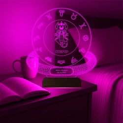 akrep Burcu Scorpio Astroloji Doğum Günü Hediyesi Kişiye Özel 3D Lamba - Masa Gece Lambası akrep Burcu Scorpio Astroloji Doğum Günü Hediyesi Kişiye Özel 3D Lamba - Masa Gece Lambası